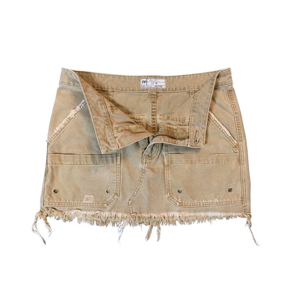 Free people cargo khaki distressed skirt